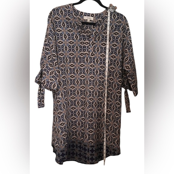 Umgee Blue and Tan Dress/Swimsuit Cover on Playful Pattern Size L - Picture 5 of 8